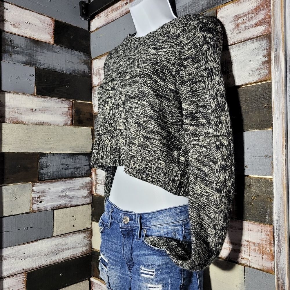 Cropped Black & White Sweater